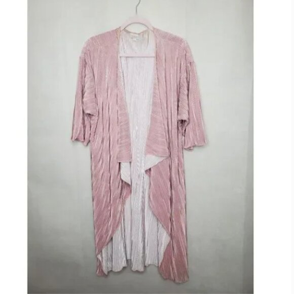 Lularoe Shirley Micropleated Duster Blush Pink Cardigan Barbiecore Coquette - Picture 1 of 6